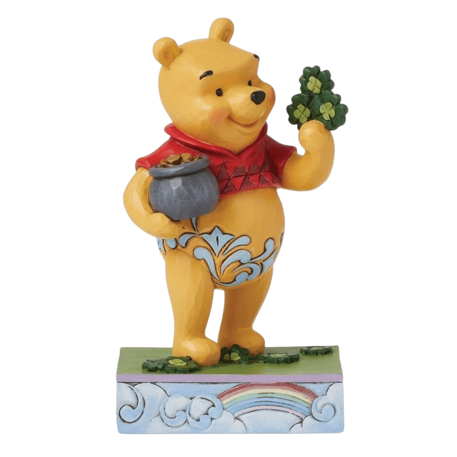 Pooh with Clovers and Pot of Gold